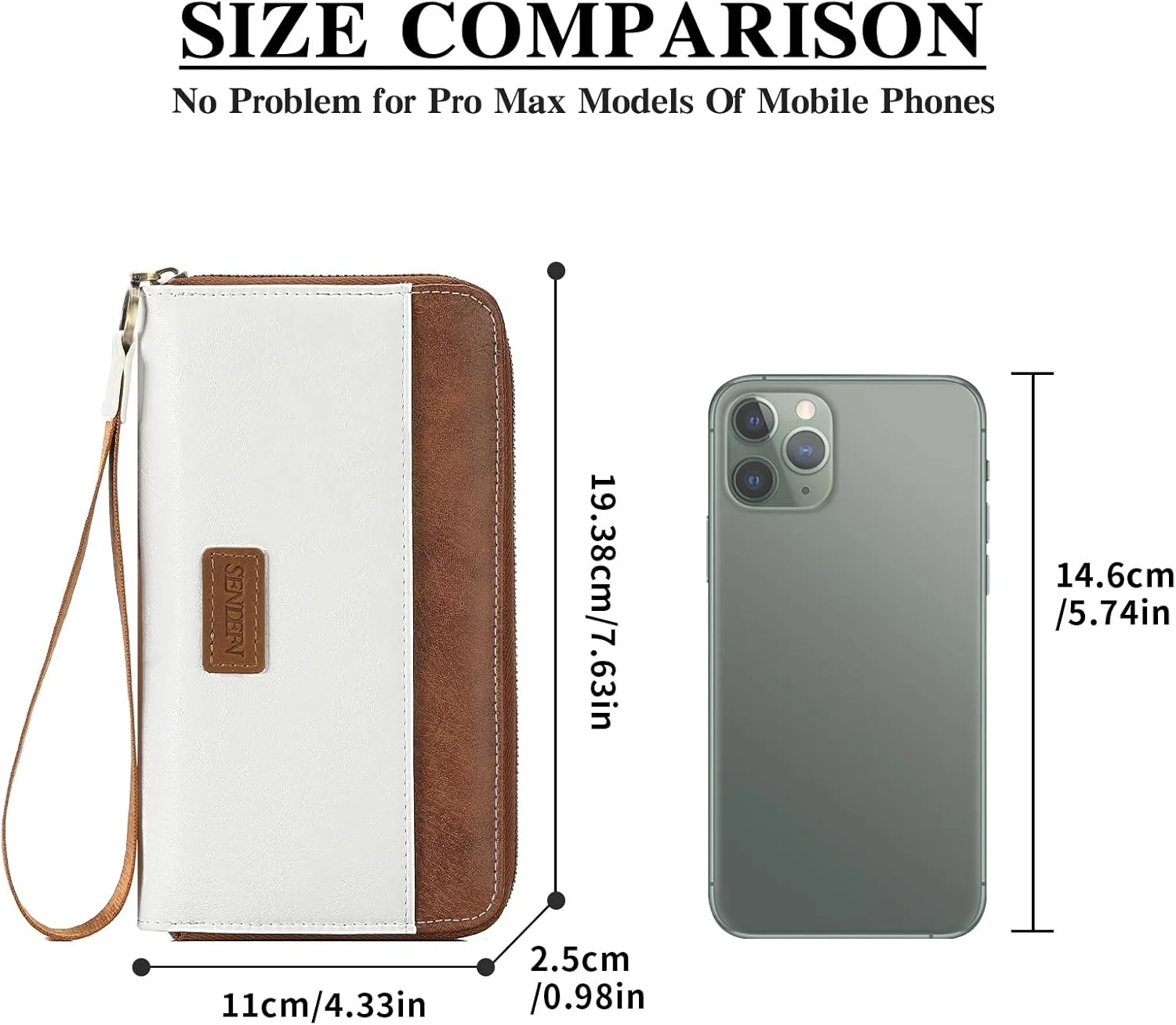 SENDEFN Womens Wallet Genuine Leather Wristlet Wallets for Women Clutch Credit Card Holder Zipper Around Long Purse