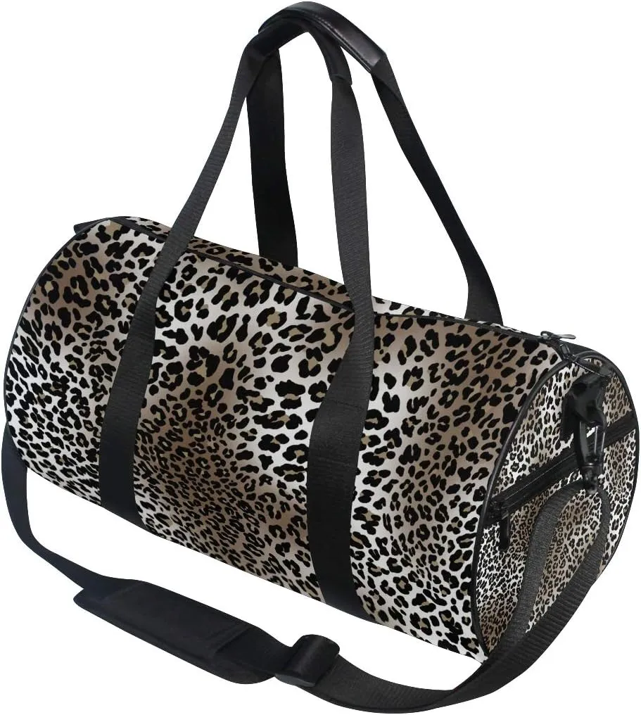 senya Large Sports Gym Bag Duffle Bag Leopard Print Unisex Travel Luggage
