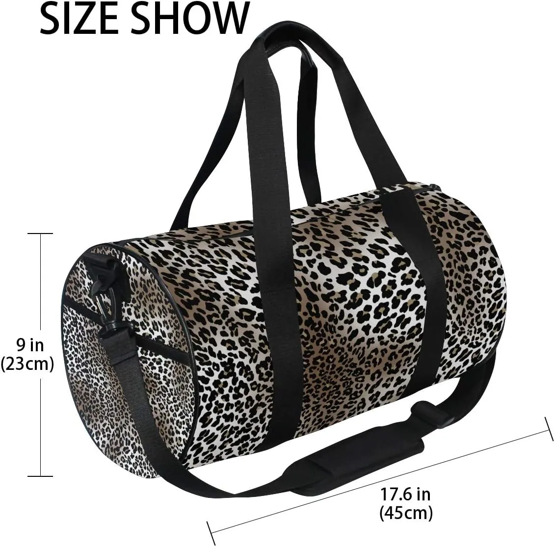 senya Large Sports Gym Bag Duffle Bag Leopard Print Unisex Travel Luggage
