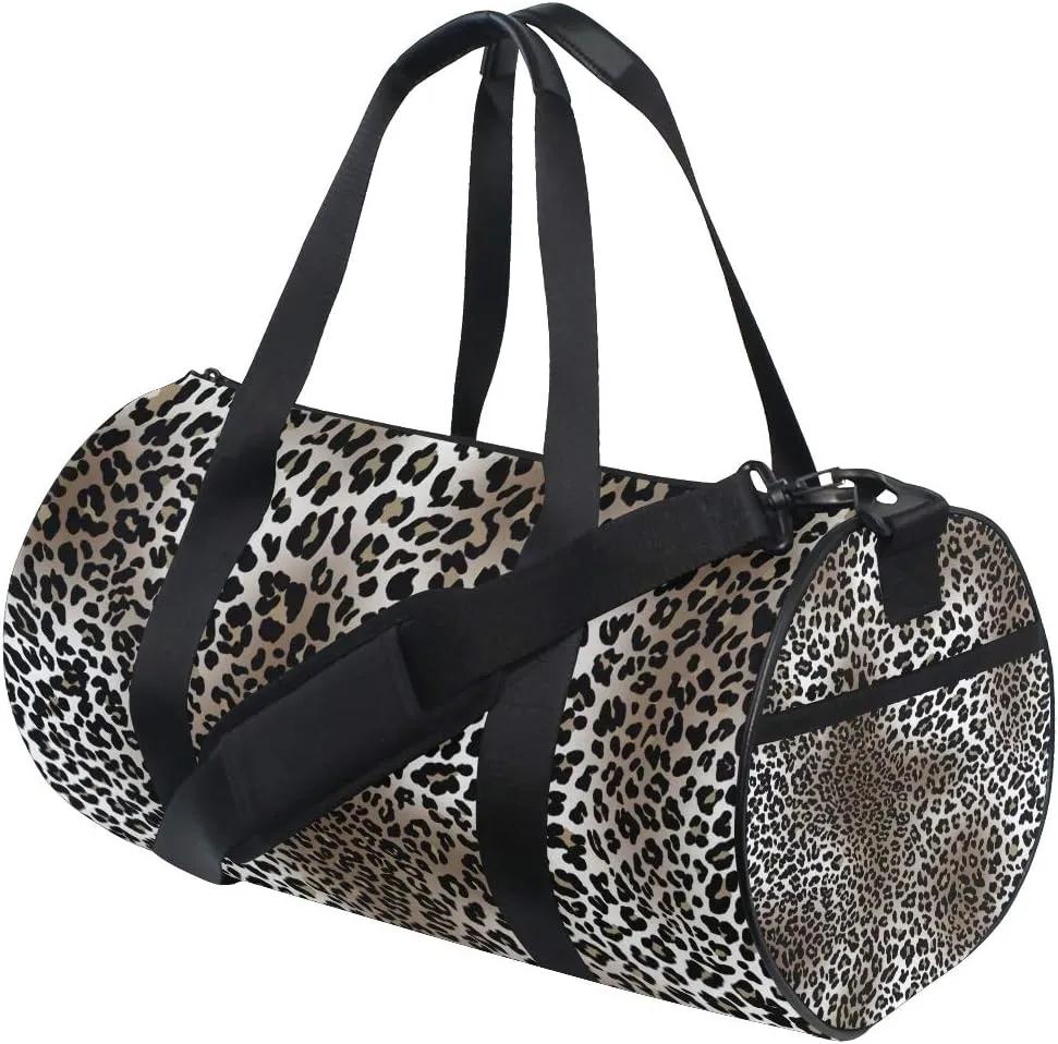 senya Large Sports Gym Bag Duffle Bag Leopard Print Unisex Travel Luggage
