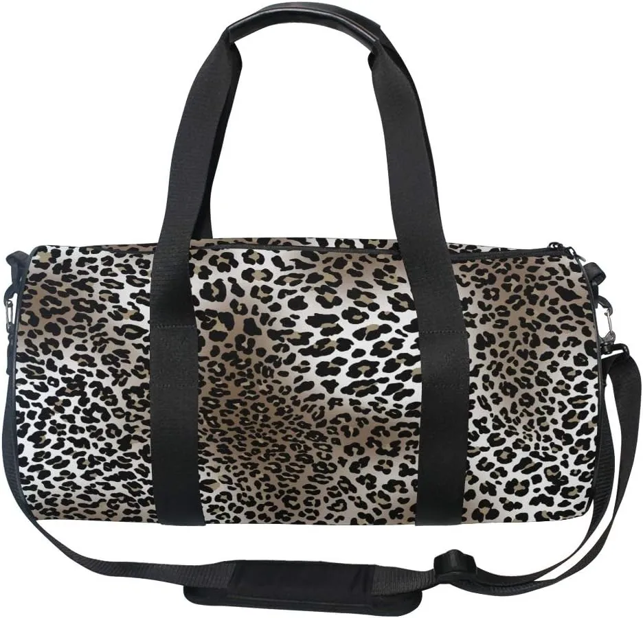 senya Large Sports Gym Bag Duffle Bag Leopard Print Unisex Travel Luggage