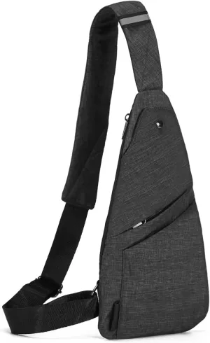 Seoky Rop Slim Sling Bag Small Ultra Thin Water Resistance Crossbody Chest Shoulder Backpack Personal Pocket Bag Dark Grey