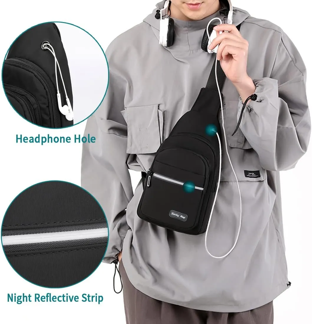 Seoky Rop Sling Bag Crossbody Backpack for Men Women Small Chest Shoulder Bag for Travel Hiking Daypack Blue