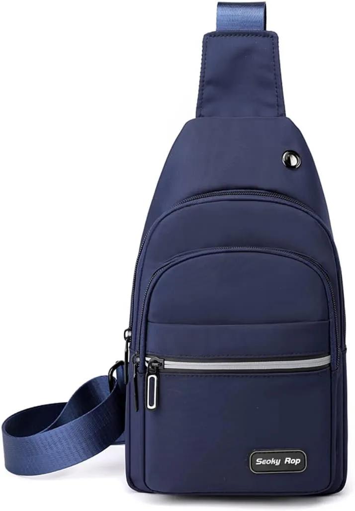 Seoky Rop Sling Bag Crossbody Backpack for Men Women Small Chest Shoulder Bag for Travel Hiking Daypack Blue