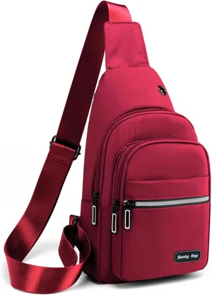 Seoky Rop Sling Bag Crossbody Backpack for Men Women Small Chest Shoulder Bag for Travel Hiking Daypack Red