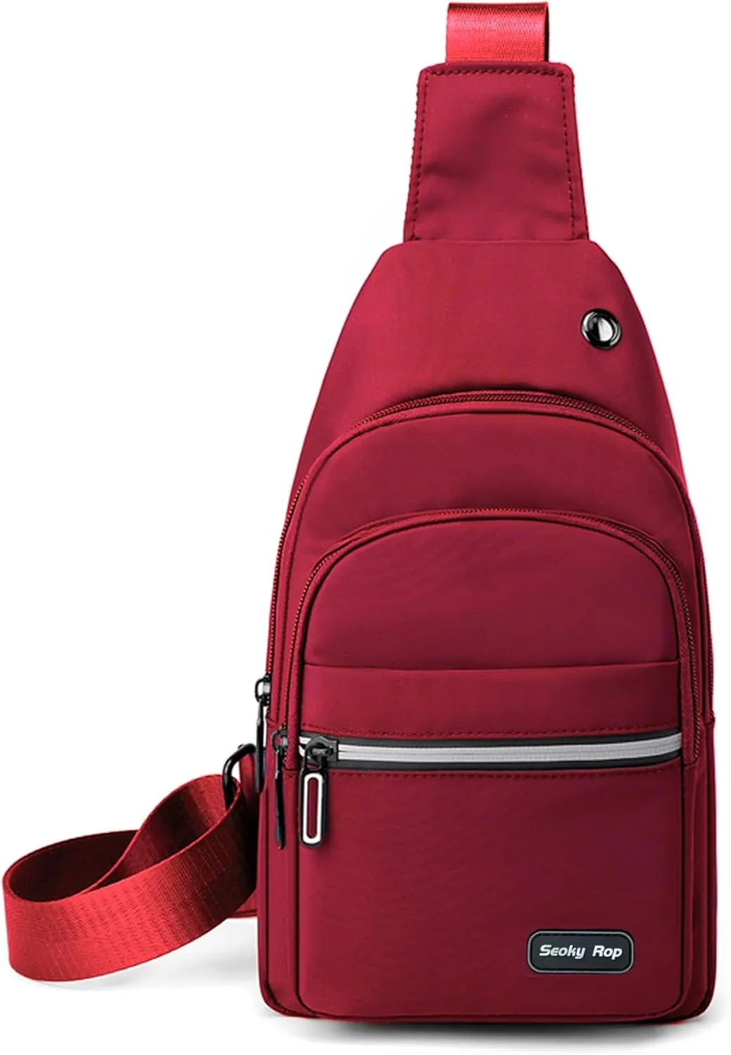 Seoky Rop Sling Bag Crossbody Backpack for Men Women Small Chest Shoulder Bag for Travel Hiking Daypack Red