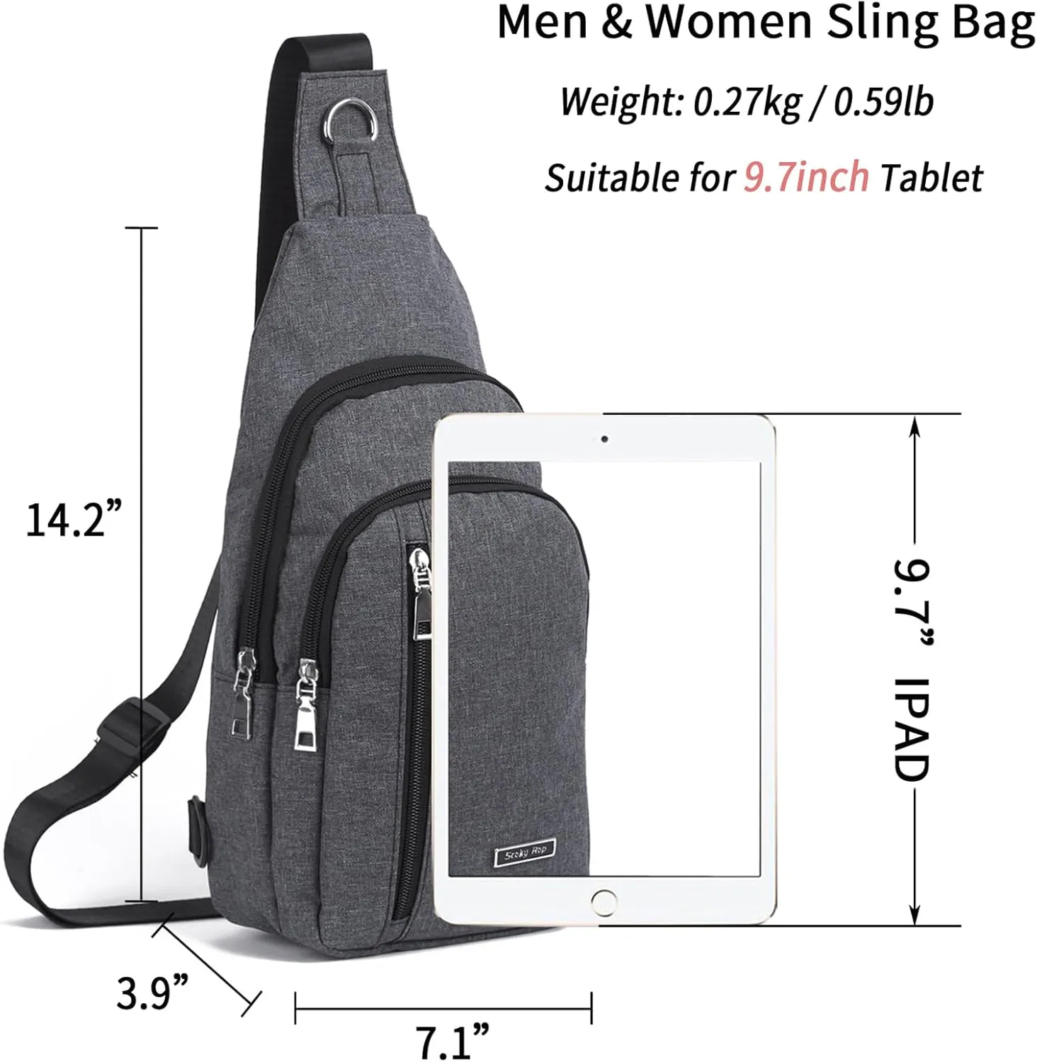 Seoky Rop Small Sling Bag Crossbody for Men Women One Strap Shoulder Cross Body Bag Sling Backpack for Travel