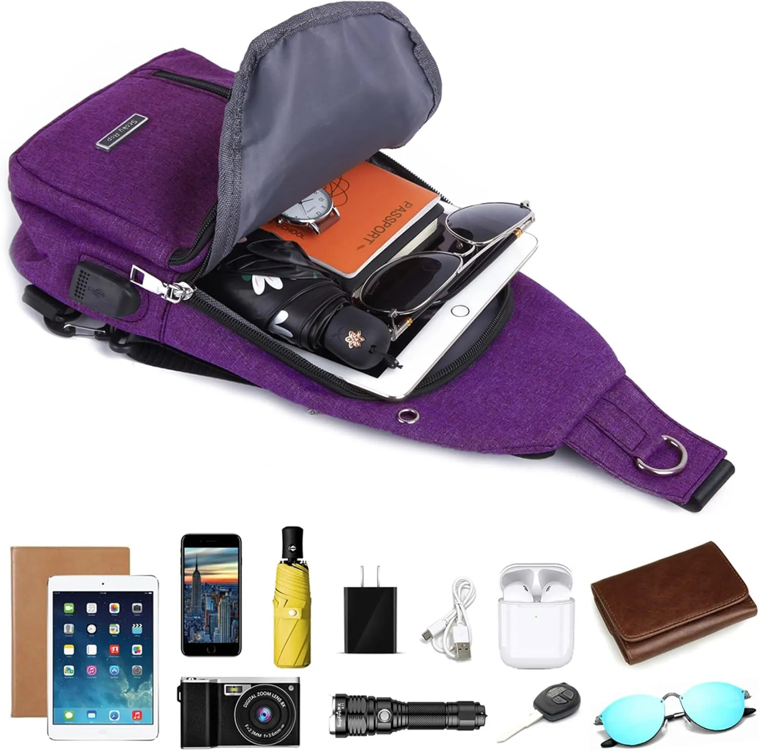 Seoky Rop Small Sling Bag Crossbody for Men Women One Strap Shoulder Cross Body Bag Sling Backpack for Travel