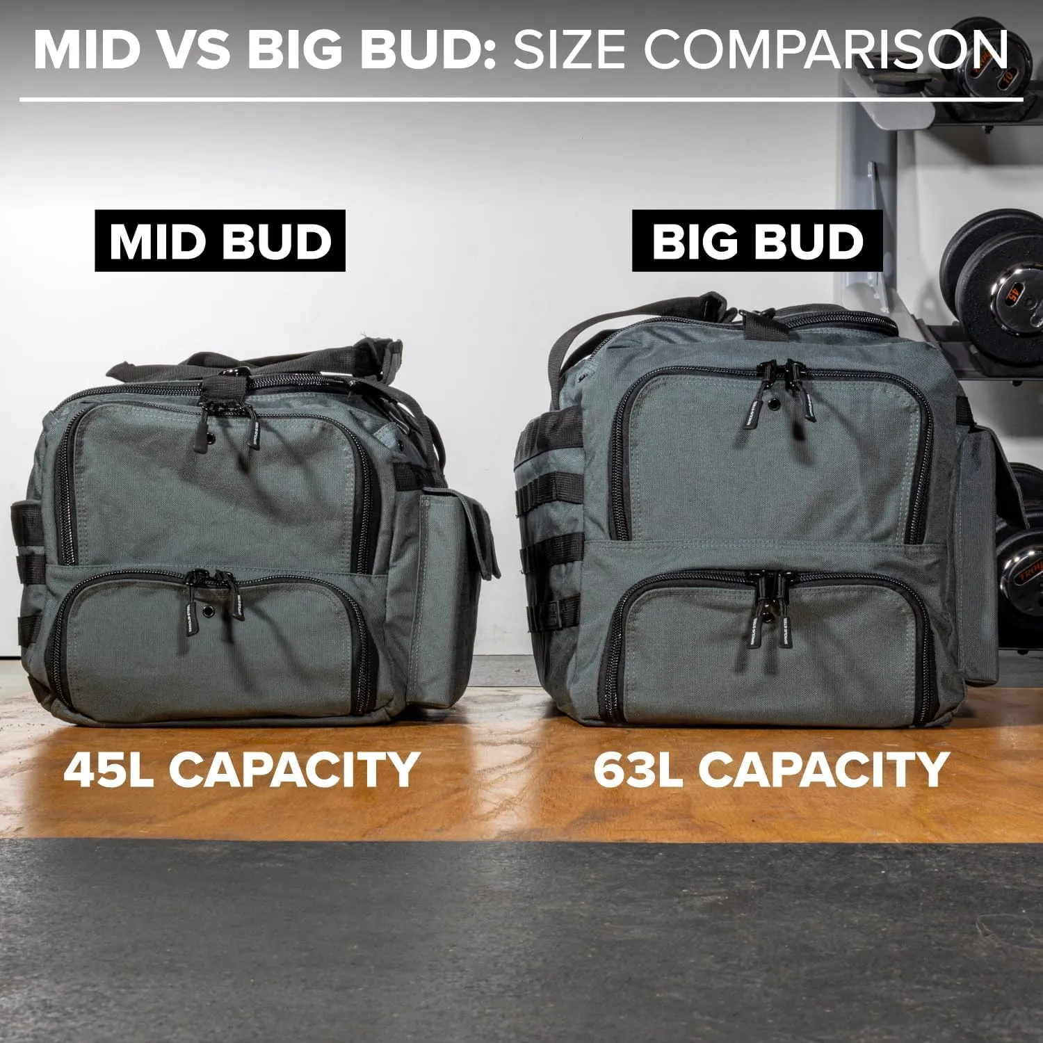 Serious Steel Fitness Gym Bag, 1000D Nylon Duffel Bag, Heavy Duty (Grey - Mid Bud 2.0)
