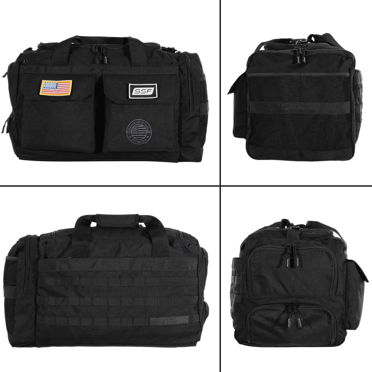 Serious Steel Fitness Heavy Duty 1000D Nylon Duffel Gym Bag (Black - Big Bud)