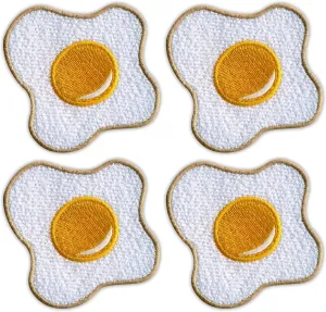 Set of Four - Sunny-Side Up Fried Egg - Sew-on - Embroidered Patch/Badge/Emblem