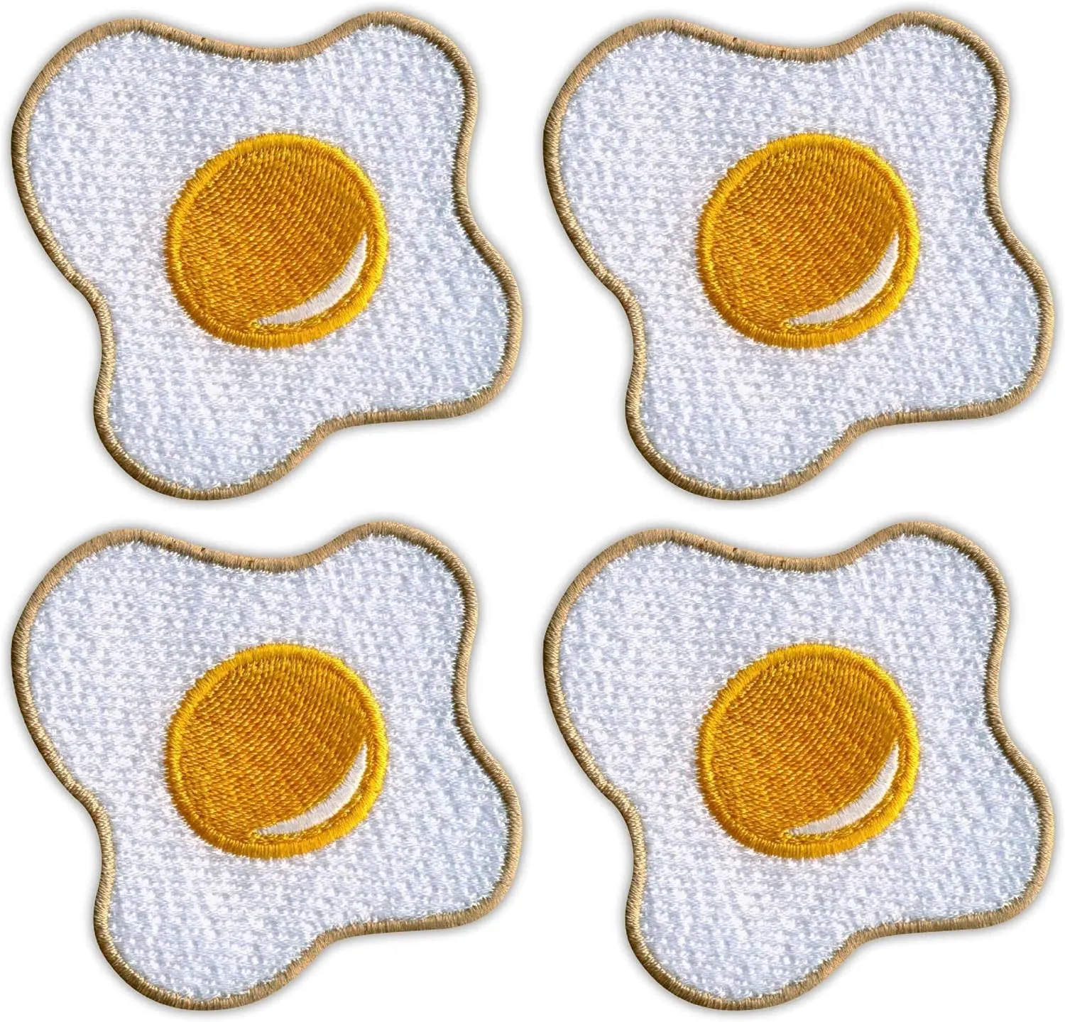 Set of Four - Sunny-Side Up Fried Egg - Sew-on - Embroidered Patch/Badge/Emblem