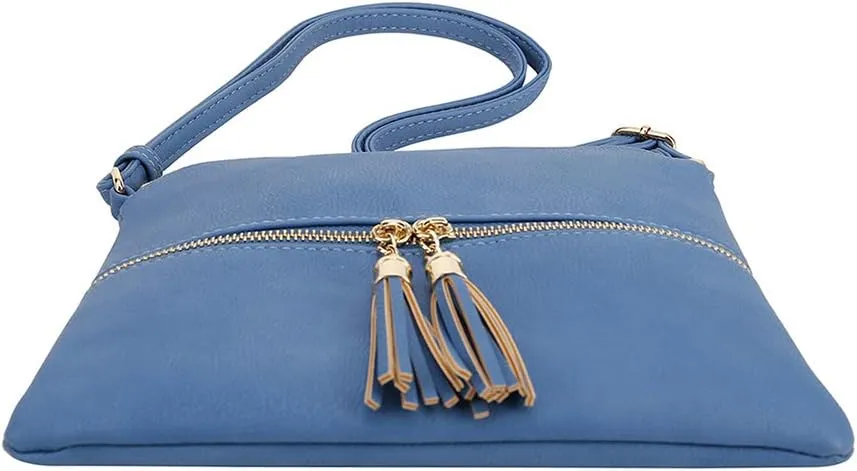 SG SUGU Lightweight Medium Crossbody Bag Shoulder Bag with Tassel and Zipper Pocket