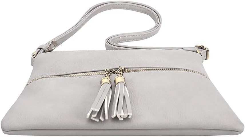SG SUGU Lightweight Medium Crossbody Bag Shoulder Bag with Tassel and Zipper Pocket