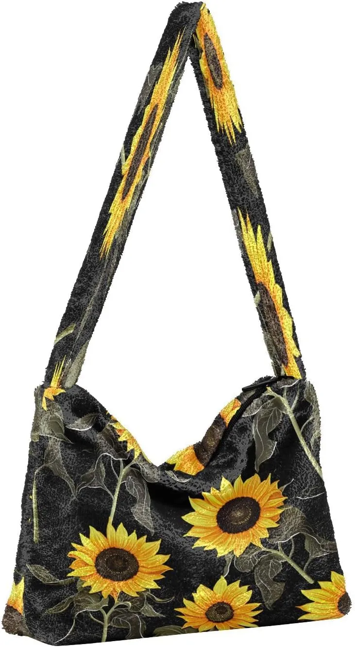Shamrock and Tractor with Green Leaves Women Handbags Shoulder Bag, Soft Plush Bags, Womens Outdoor Bag