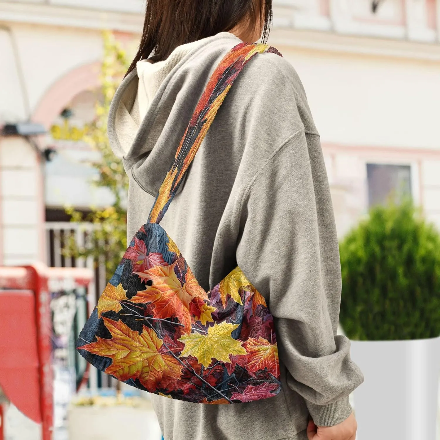 Shamrock and Tractor with Green Leaves Women Handbags Shoulder Bag, Soft Plush Bags, Womens Outdoor Bag