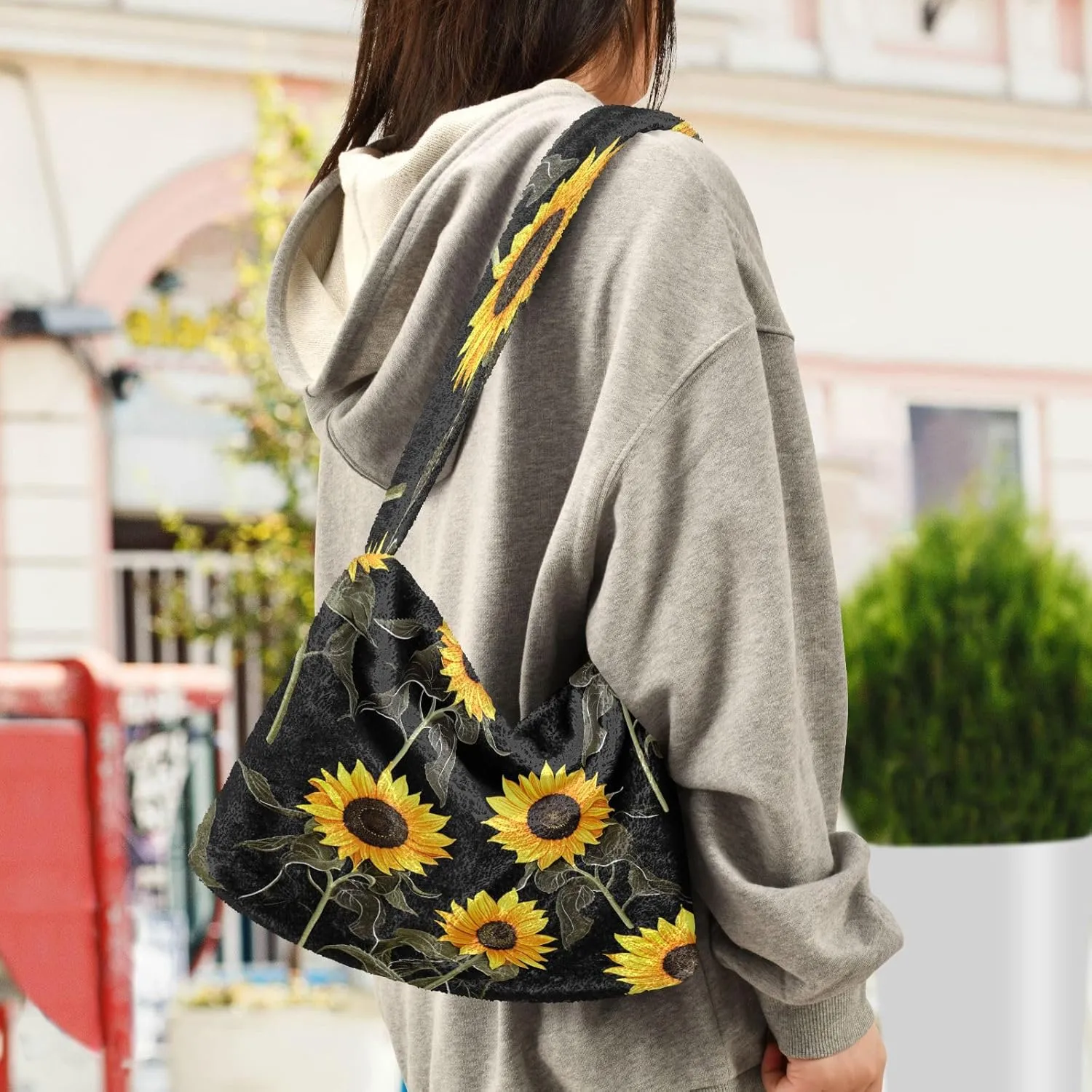 Shamrock and Tractor with Green Leaves Women Handbags Shoulder Bag, Soft Plush Bags, Womens Outdoor Bag
