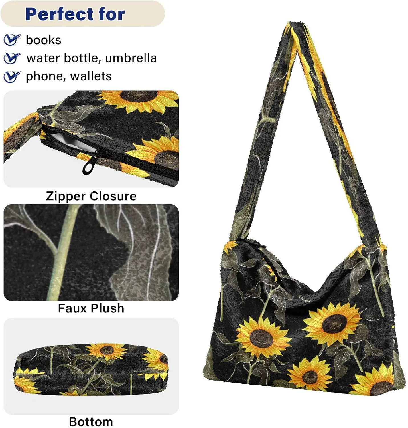 Shamrock and Tractor with Green Leaves Women Handbags Shoulder Bag, Soft Plush Bags, Womens Outdoor Bag