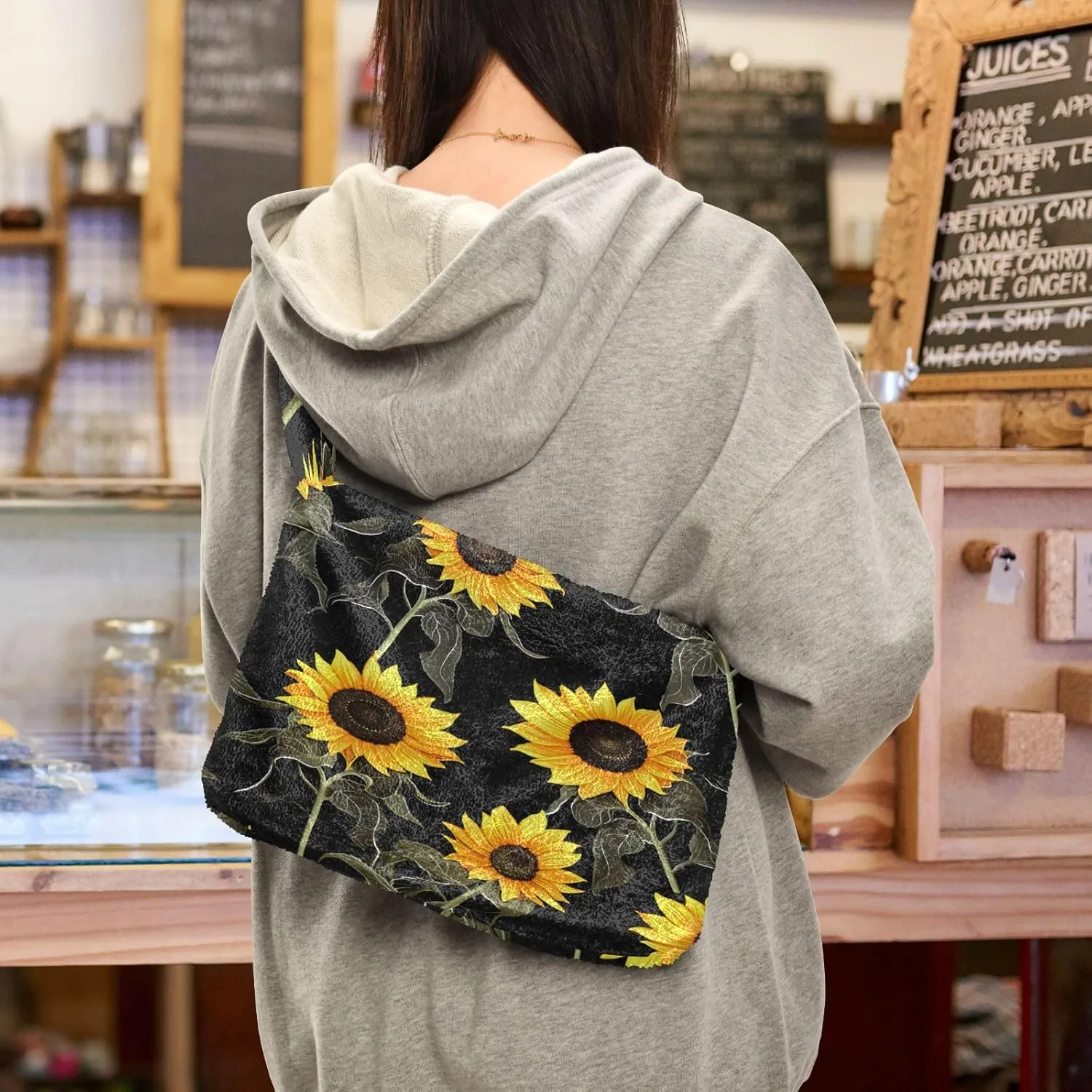 Shamrock and Tractor with Green Leaves Women Handbags Shoulder Bag, Soft Plush Bags, Womens Outdoor Bag