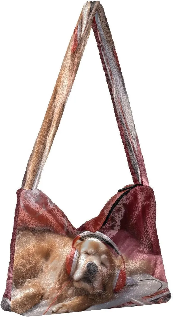 Shamrock and Tractor with Green Leaves Women Handbags Shoulder Bag, Soft Plush Bags, Womens Outdoor Bag