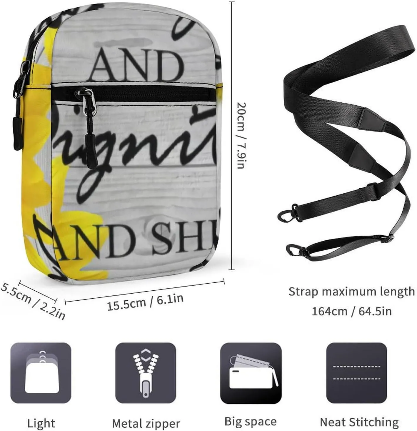 She Is Clothed in Strength And Dignity Proverbs Pattern Crossbody Bag Small Shoulder Bag Waterproof, Lightweight And Convenient