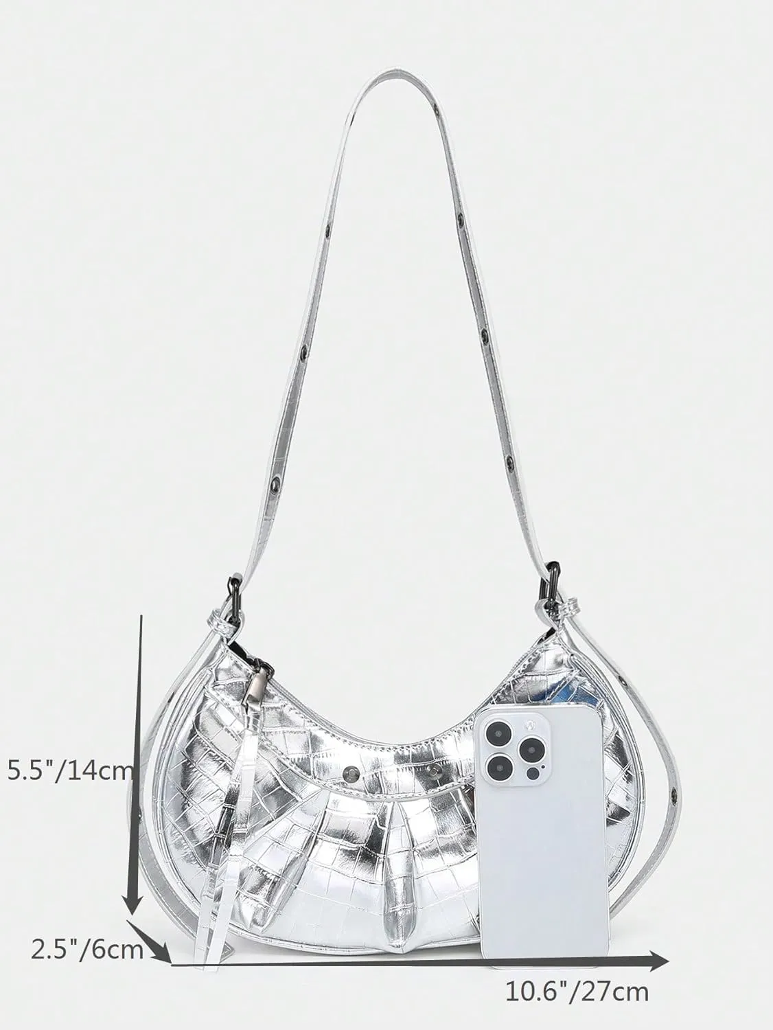 SHENHE Women's Casual Hobo Shoulder Bag Y2K PU Leather Ruched Zipper Clutch Handbag