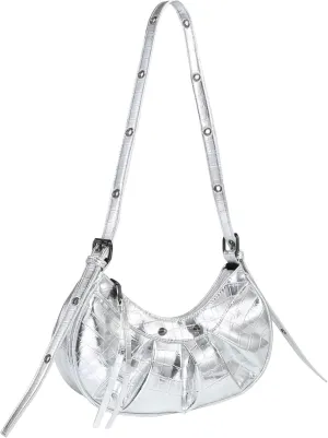 SHENHE Women's Casual Hobo Shoulder Bag Y2K PU Leather Ruched Zipper Clutch Handbag