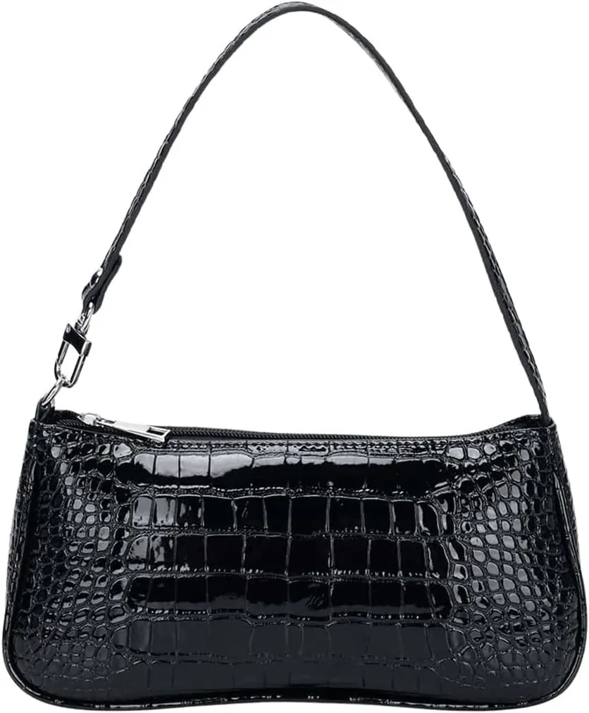 SHENHE Women's Small Shoulder Bag Y2k Crocodile Embossed PU Leather Clutch Purse Handbag