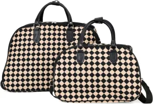 Shop LC Set of 2 Beige with Butterfly Travel Bag - Large Wheeled Rolling Duffel Bag and Small Duffel Bag Mothers Day Gifts