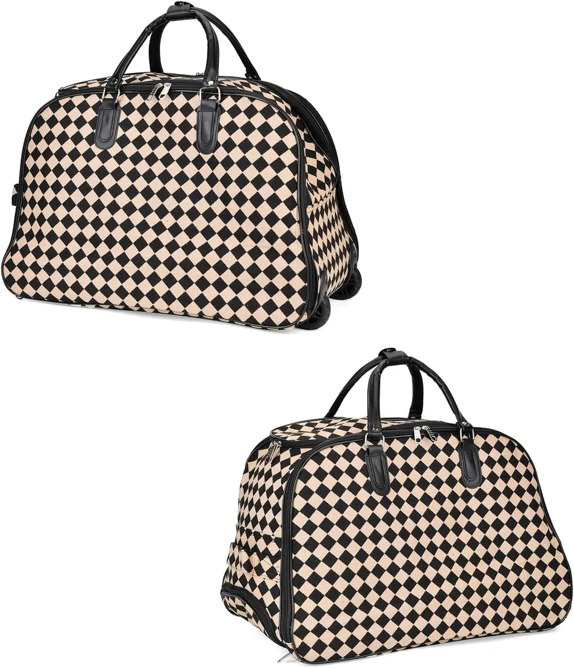 Shop LC Set of 2 Beige with Butterfly Travel Bag - Large Wheeled Rolling Duffel Bag and Small Duffel Bag Mothers Day Gifts