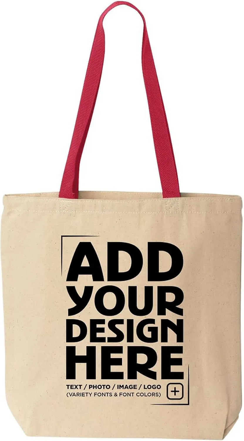 shop4ever Personalized Custom Design Your Own Cotton Canvas Tote Reusable Shopping Bag