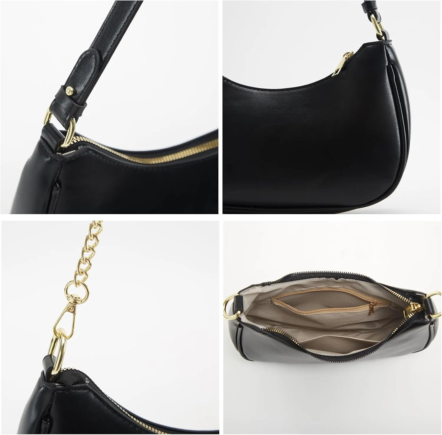 Shoulder Bag for Women Y2K Trendy Hobo Handbags Purse Vegan Leather Clutch Handbag with 2 Adjustable Removable Straps