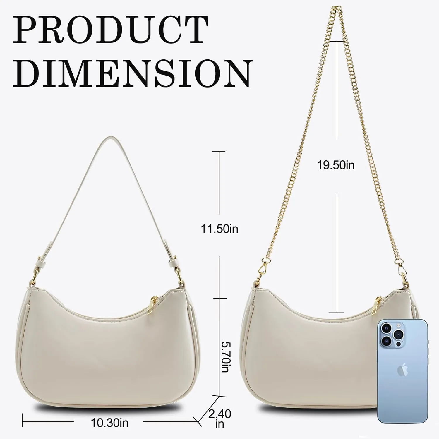 Shoulder Bag for Women Y2K Trendy Hobo Handbags Purse Vegan Leather Clutch Handbag with 2 Adjustable Removable Straps