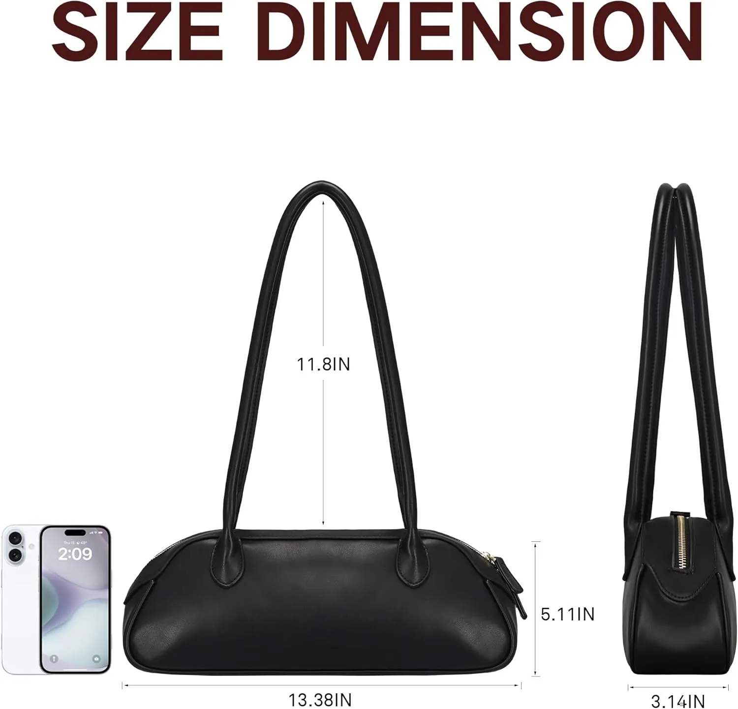 Shoulder Bag Purse for Women Vegan Leather Swing Bags with Zip Small Handbags
