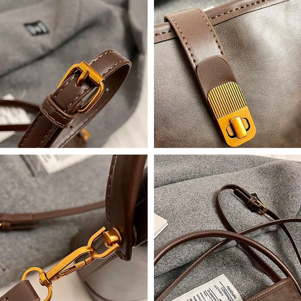 Shoulder Bags for Women Tote Bag Retro PU Leather Crossbody Bag Vinatge Soft Shoulder Purses Handbags