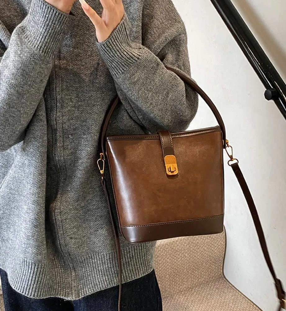 Shoulder Bags for Women Tote Bag Retro PU Leather Crossbody Bag Vinatge Soft Shoulder Purses Handbags