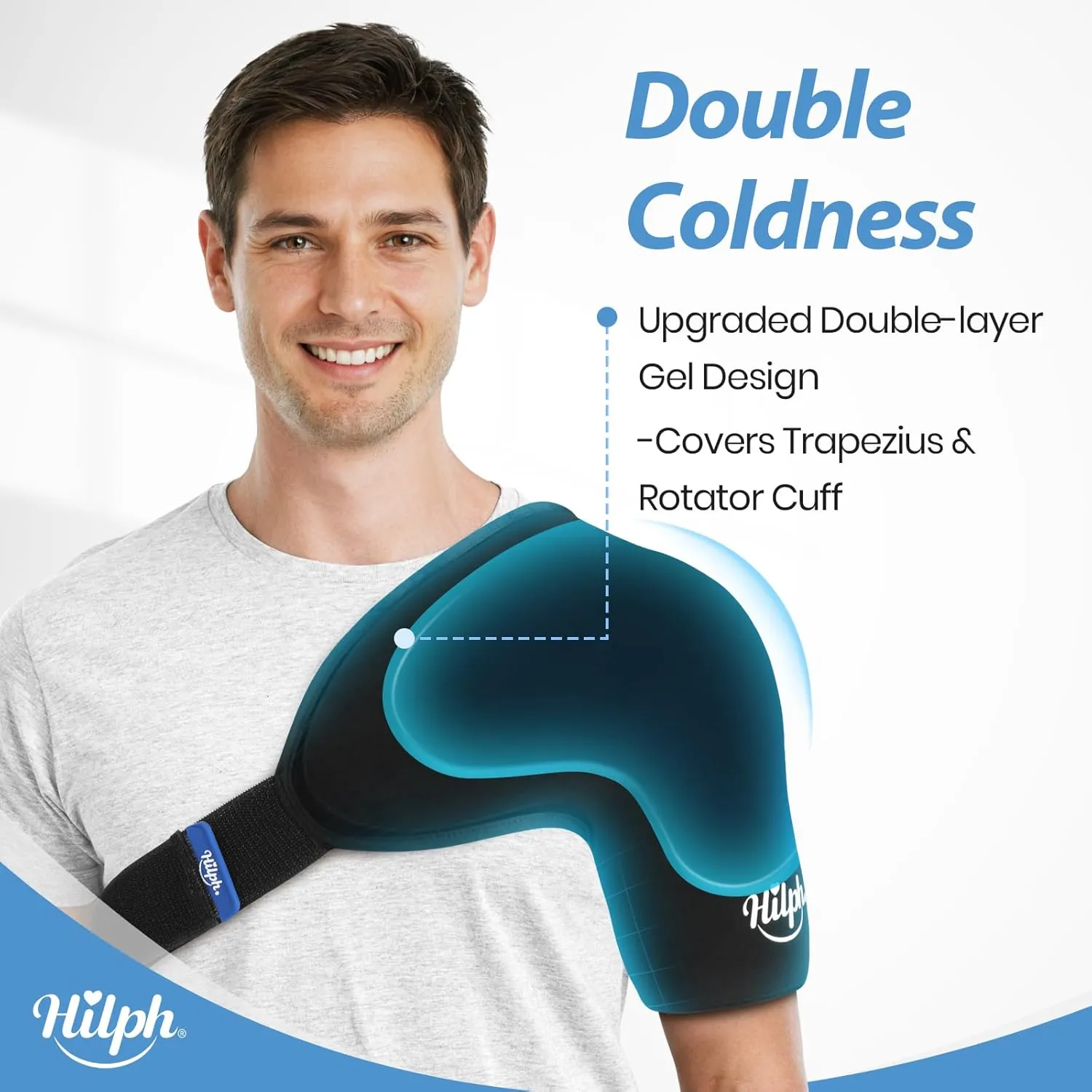 Shoulder Ice Pack Wrap with Targeted Double-Layer Gel for Trapezius & Rotator Cuff Cold Therapy, Reusable Gel Cold Pack for Shoulder & Arm Pain Relief, Better Putting On & Off, Large