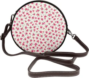 Shoulder Round Circle Bag Leather Travel Briefcase Satchel for Office, Work, Travel