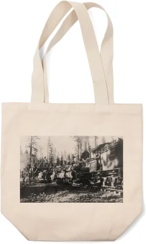 Sierra, California, Plumas County Marsh Lumber Co. Train (100% Cotton Canvas Reusable Tote Bag)