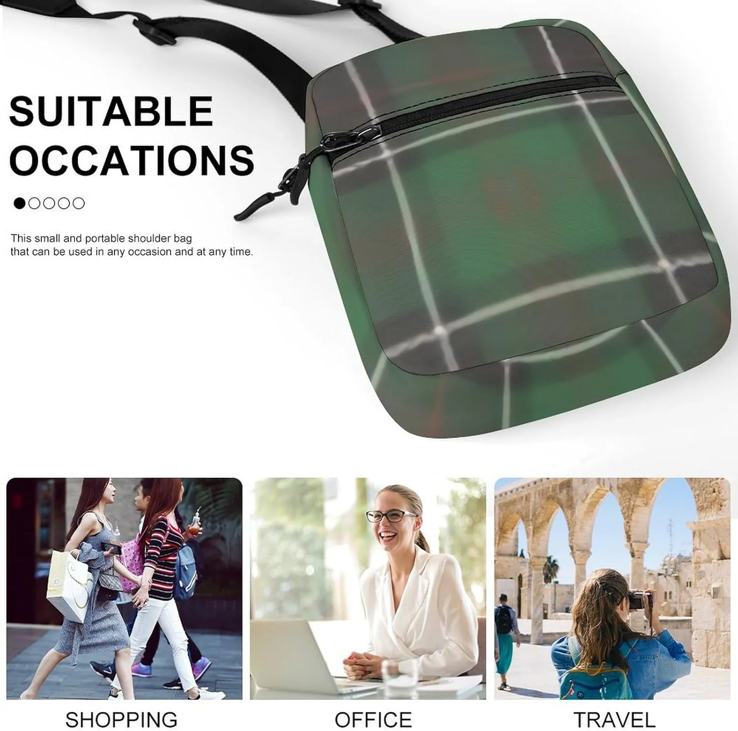 Sinclair Clan Hunting Tartan Detachable Shoulder Strap Small Shoulder Bag Unisex
