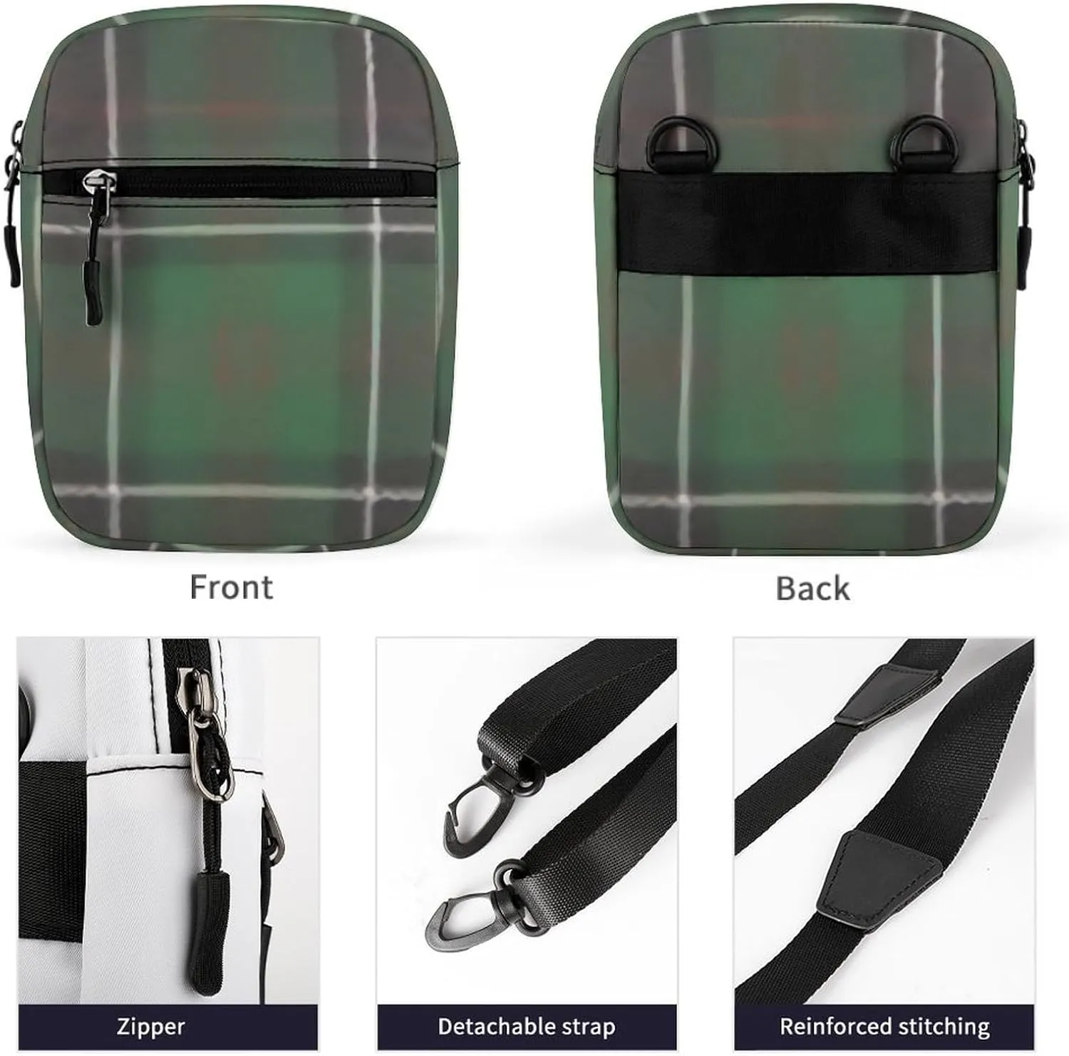 Sinclair Clan Hunting Tartan Detachable Shoulder Strap Small Shoulder Bag Unisex