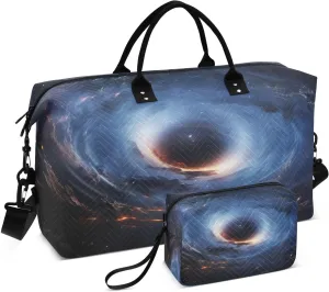 Sinestour Nebula Blue Sky Travel Duffel Bag for Men Women with Makeup Bag Weekend Overnight Carry On Bags for Travel Gym Yoga