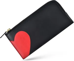 SKYLE Genuine Leather Long Clutch Purse for Women (Black), RFID Protected 12 Card Slot, Cash & Coin Compartment, Ultra Slim Card Wallet, Strong Zipper & Stitching, Gift for Her