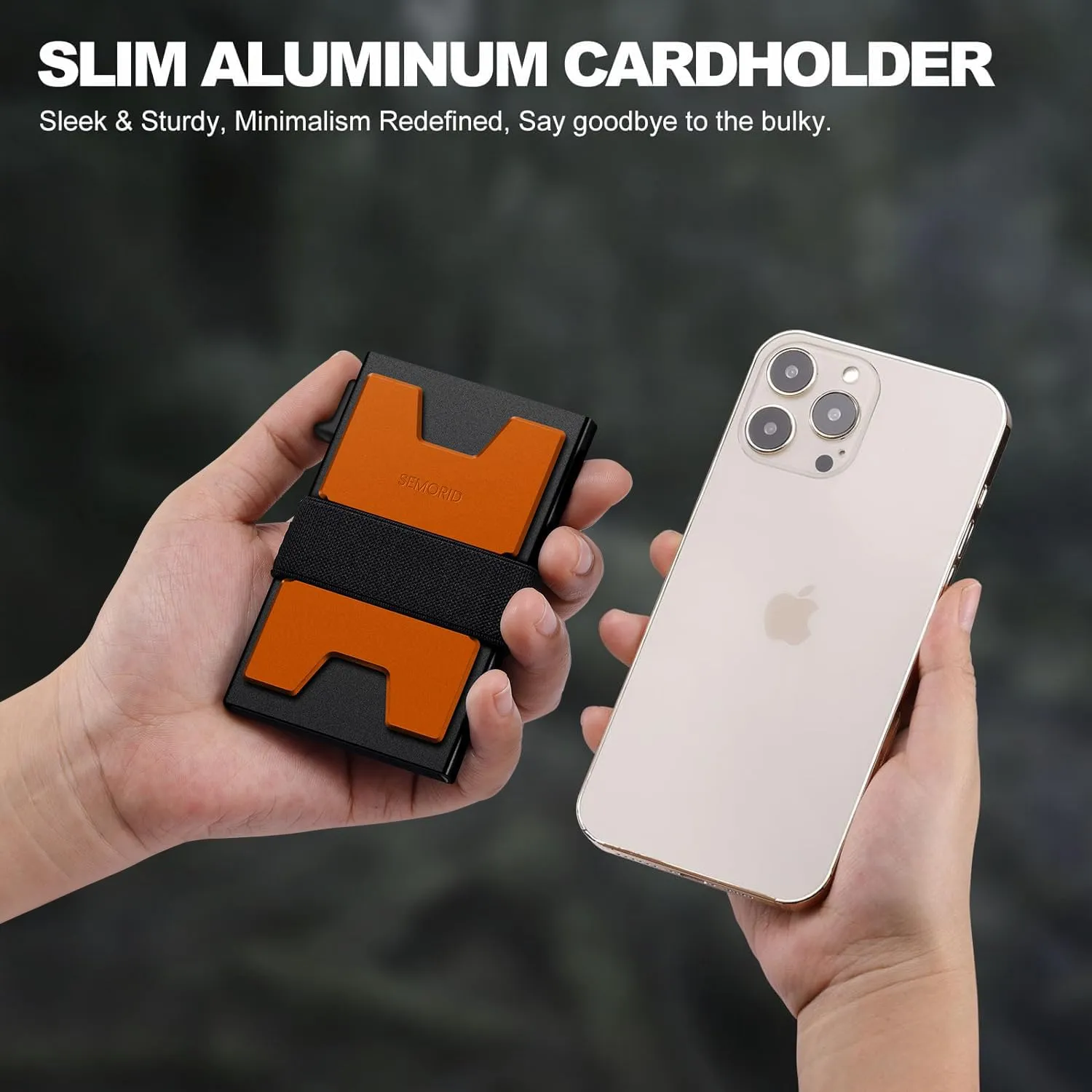 Slim Aluminum Card Holder Wallet for Men, Durable Expandable Backplate, RFID Blocking Minimalist Metal Pop Up Wallet, Holds 12  Cards Plus Cash