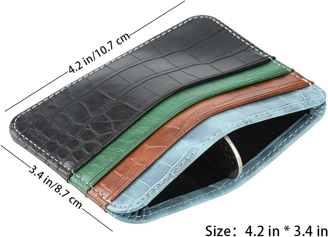 Slim Minimalist Credit Card Holder Wallet with Personalized Custom Initials Name Embossed, Crocodile Pattern PU Leather Front Pocket Wallets for Women Men, Small Thin Card Case Card Protector, Blue