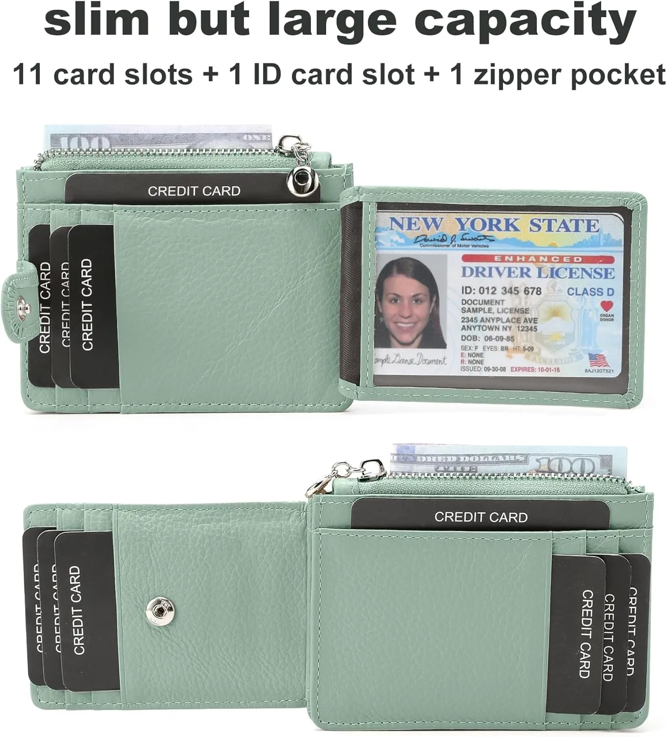 Slim Wallet for Women Thin Womens Card Holder RFID Blocking Genuine Leather Small Wallets