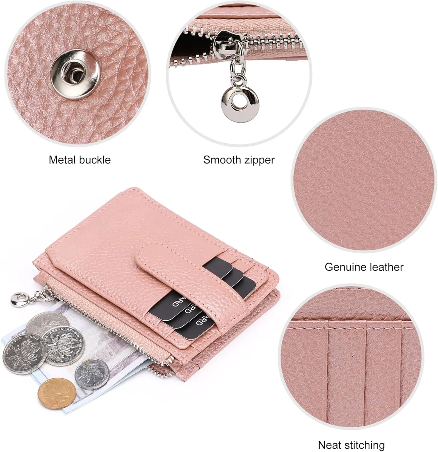 Slim Wallet for Women Thin Womens Card Holder RFID Blocking Genuine Leather Small Wallets