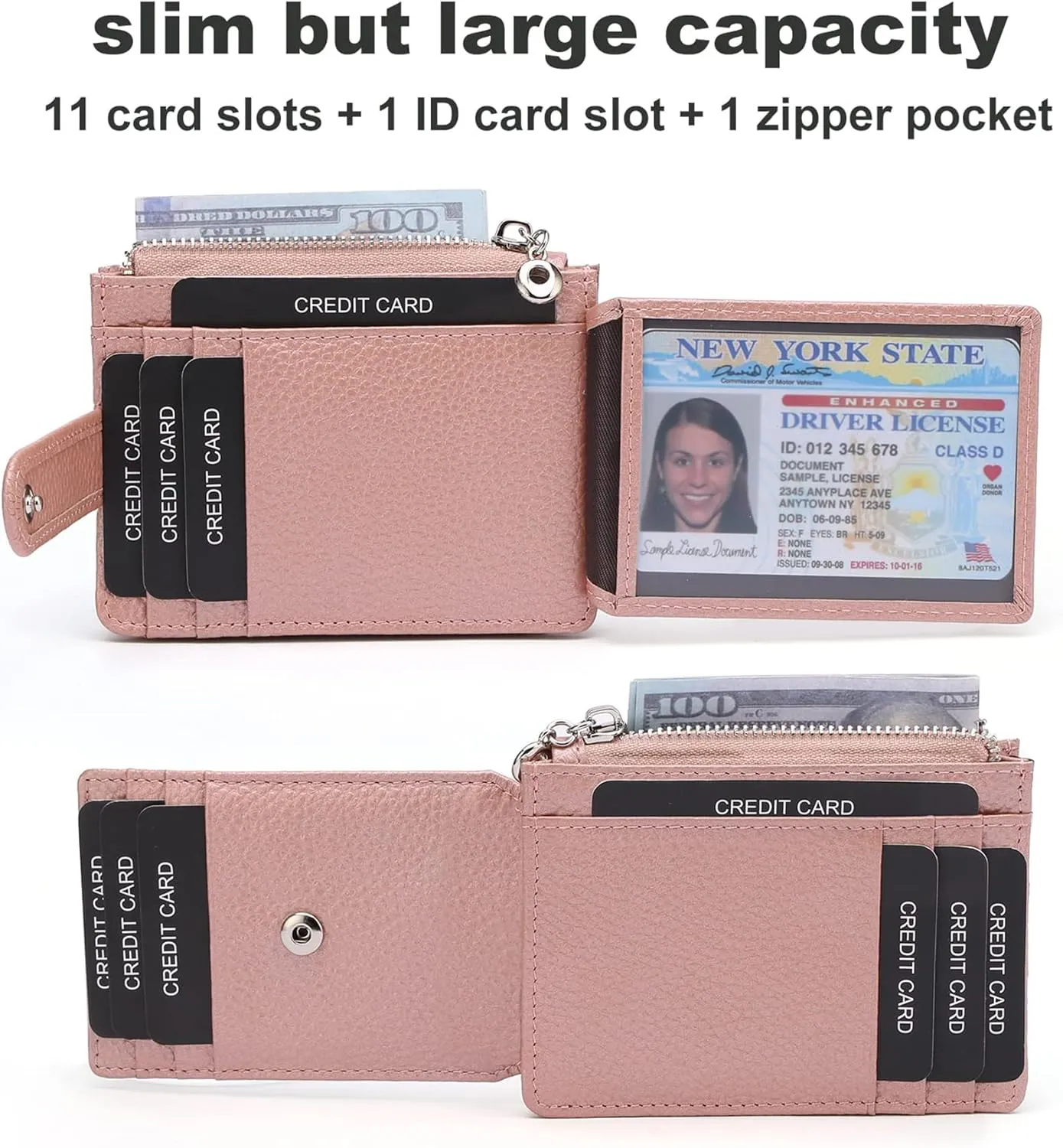 Slim Wallet for Women Thin Womens Card Holder RFID Blocking Genuine Leather Small Wallets