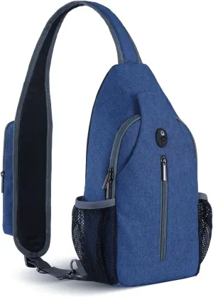 Sling Backpack, Crossbody Bag Large Sling Bag RFID with Water Bottle Holder Phone Holder Travelling Hiking Daypack
