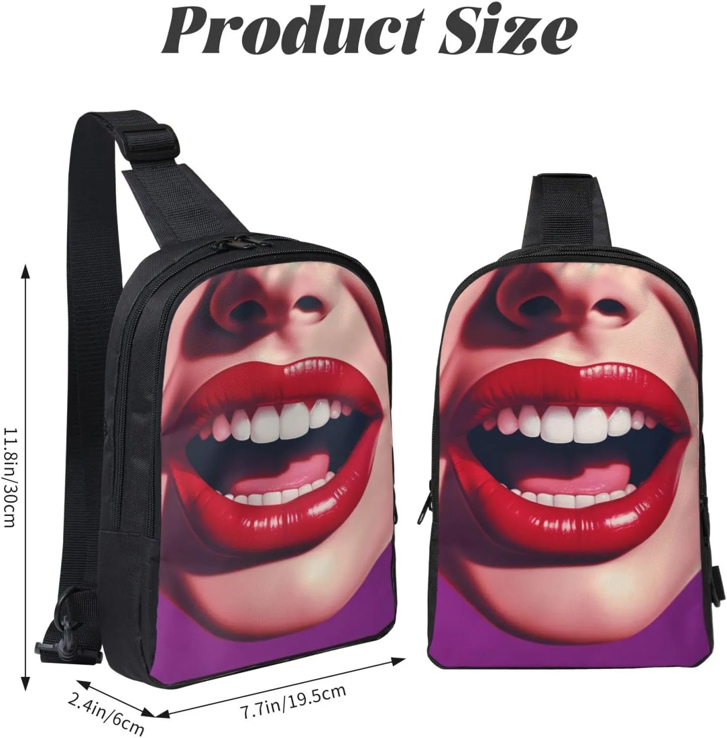 Sling Backpack Crossbody Sling Bag for Men Women Cross Chest Bag Comic Mouth Shoulder Bag Travel Hiking Daypack